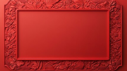 frame, top view, red solid background, bold and glowing frame with intricate detailing, high contrast with the background.