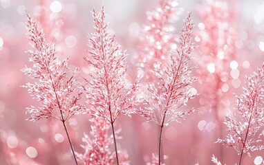 Naklejka premium Pink grass with bokeh background.