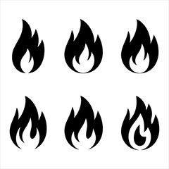 Flame Icon Set. Burning Fire, Heat, and Energy Symbols for Design.