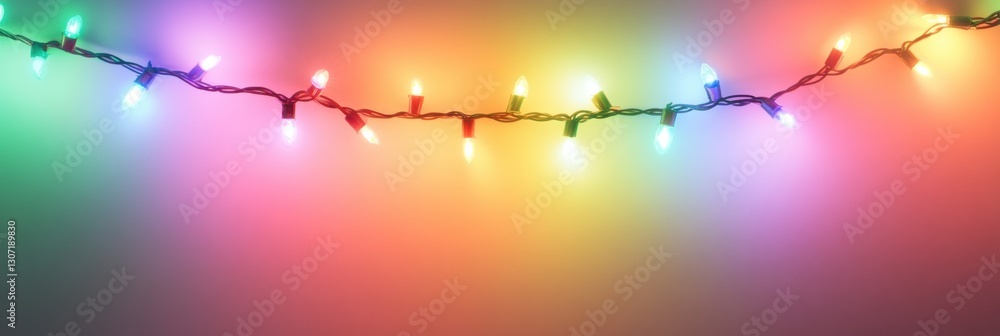 Poster colorful glowing garland lights brighten a soft gradient background generative ai