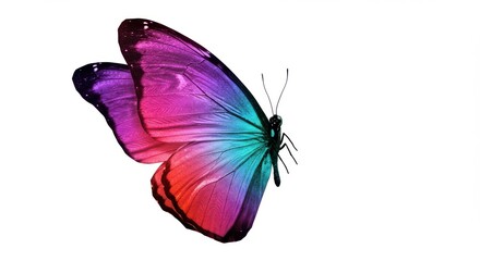 Colorful butterfly with vibrant gradient wings isolated on white background