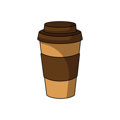 Blank Kraft Coffee Cup. paper cup, Takeaway paper coffee cup isolated on white background, Blank take away kraft coffee cup