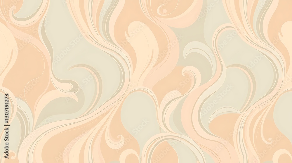 Aufkleber abstract swirls pattern: an elegant display of swirling patterns in shades of cream and coral, evoki