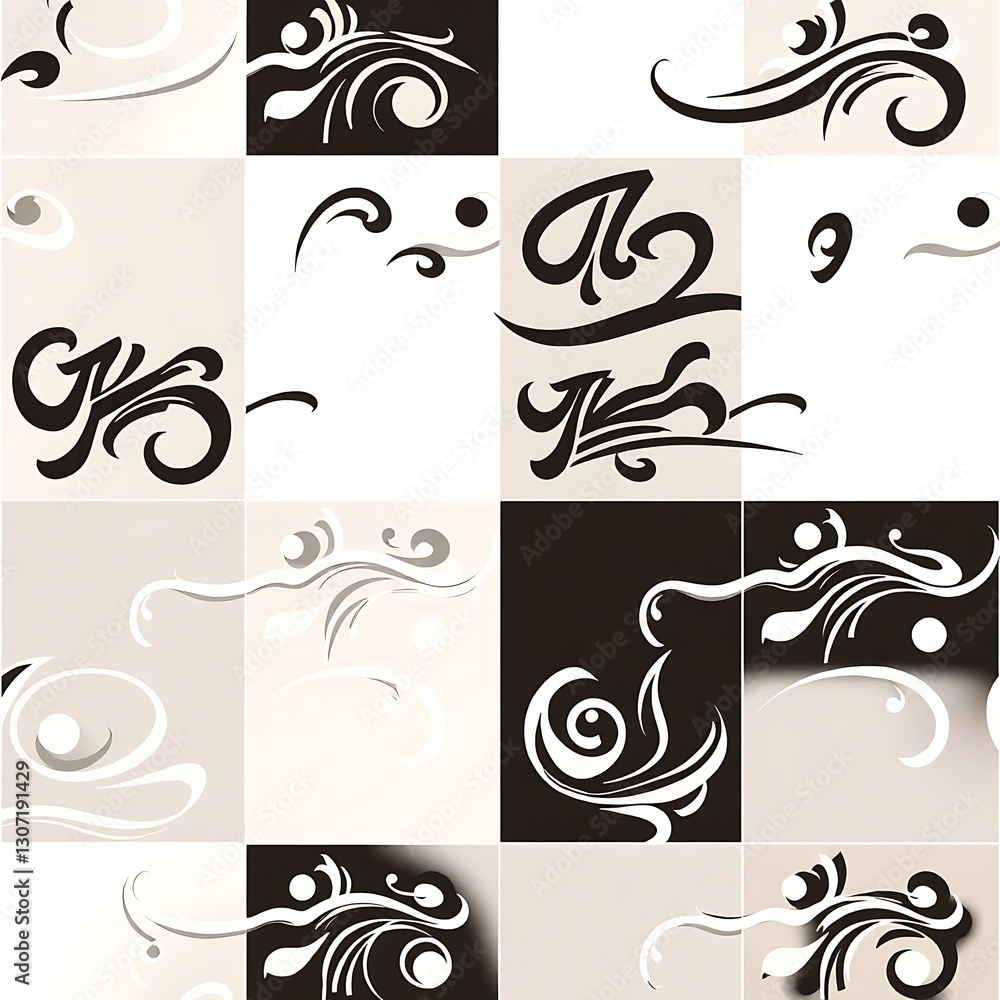 Poster abstract design: a visually striking abstract design is presented on a grid, featuring a variety of 