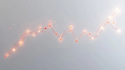 graph, top view, white solid background, simple line graph with glowing data points, clean visual structure, minimalistic approach.
