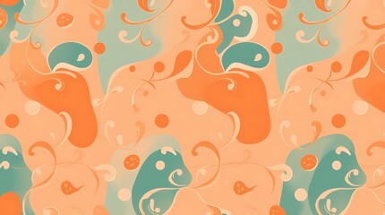 Obraz premium Whimsical Pastel Pattern: A captivating illustration showcases a seamless, decorative pattern featuring organic shapes and a blend of pastel colors, evoking a sense of playfulness and artistic flair.