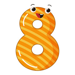 Vector illustration of colorful number eight with eyes for children
