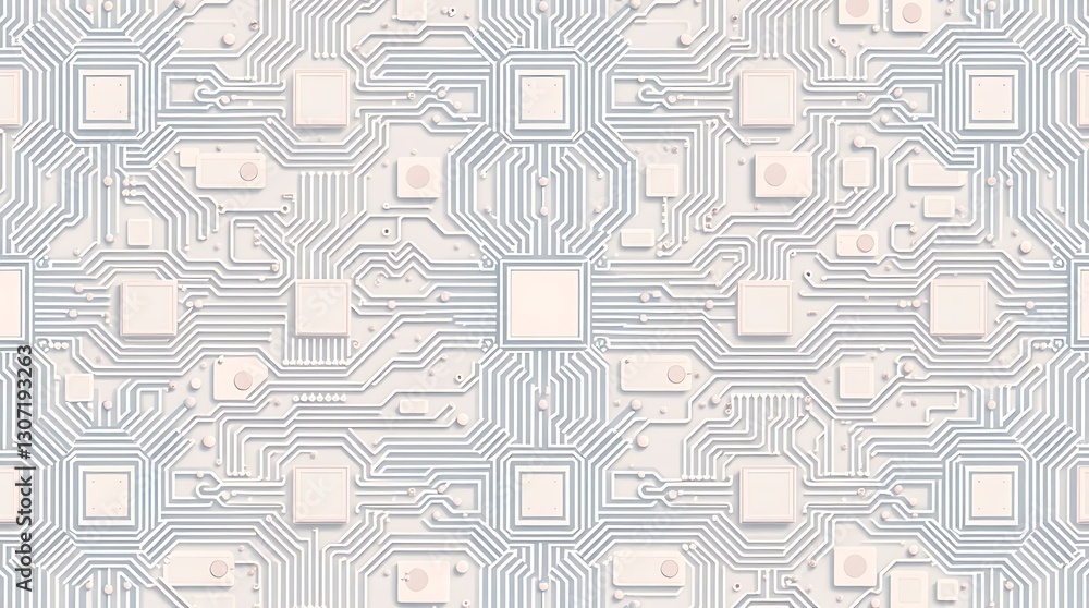 Poster microchip matrix: intricate detail of microchips forming a dense, repeating pattern, offering a capt