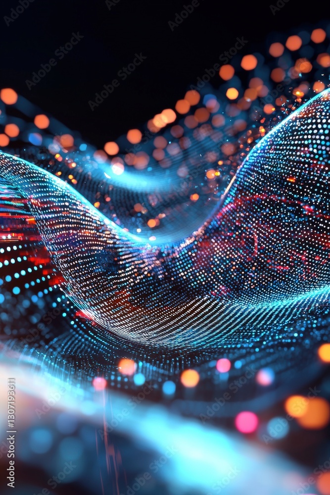 Poster digital data flowing seamlessly in augmented realities.