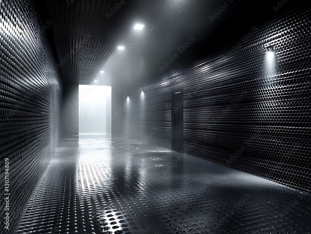 Aufkleber abstract corridor with reflections and bright glow at the end of space