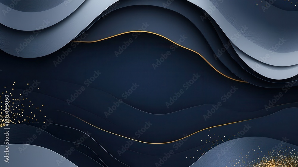 Leinwandbilder Dynamic 3D wave inspired background conveying themes of political discourse in navy and silver tones Generative AI