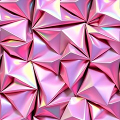 Geometric Glamour: A mesmerizing arrangement of pink, iridescent geometric shapes, creating a visually stunning pattern with a metallic sheen and intriguing textures