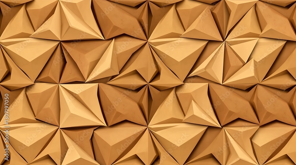 Poster geometric harmony: a close-up view showcases an intricate pattern of folded, geometric shapes in var