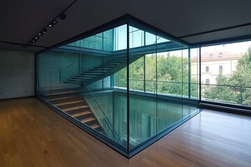 Obraz premium Transparent glass room. AI generated illustration.