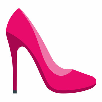 Single pink high heel vector on white background.