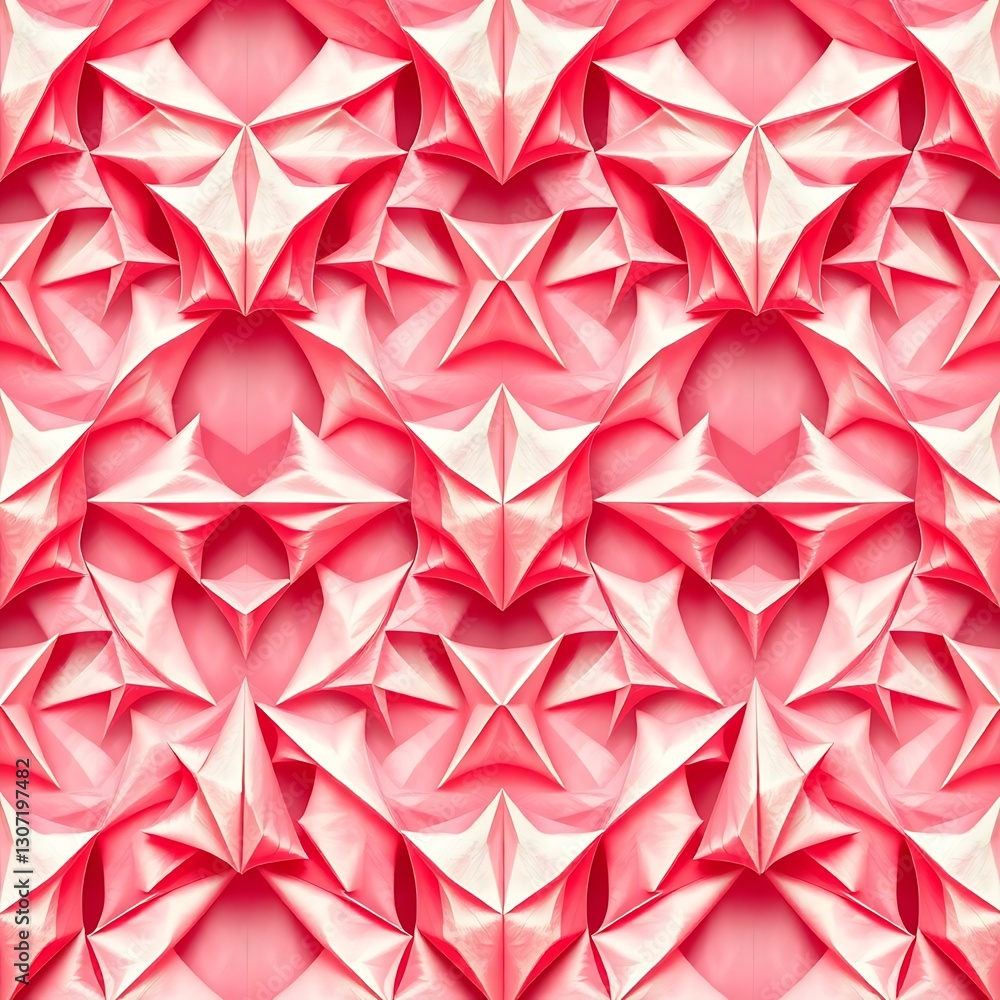Aufkleber geometric rose: a symmetrical display of red origami-style paper, forming a complex geometric patter