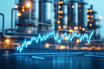 A glowing diagram of stable bluechip stocks, representing bluechip stocks, industrial modern style, blue highlights, ample copy space