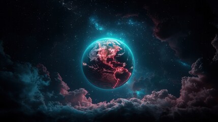 Obraz premium Earth in Cosmic Clouds