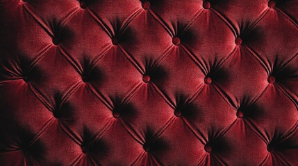 Luxurious rich red velvet upholstery with intricate tufted detailing, showcasing elegant texture and depth, perfect for interior design inspiration and decoration ideas.