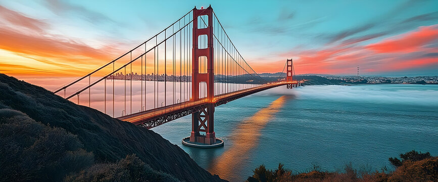 Golden Gate Bridge Sunrise Over San Francisco Bay