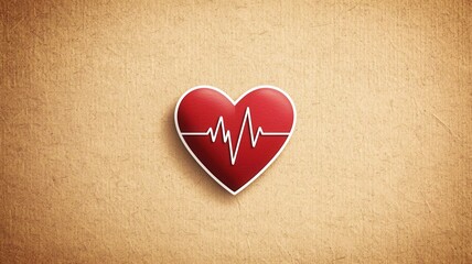 Fototapeta premium Medical diagnostic and heart health check. Heart symbol with an ECG line, set against a textured background.
