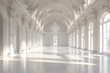 Fototapeta premium White exhibition hall interior. AI generated illustration.