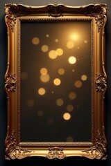 Elegant brown frame with gold bokeh, film grain texture , golden frame, shimmer, texture