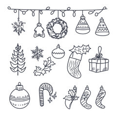 Christmas Decoration Doodle Art with Ornaments and Festive Elements