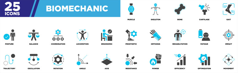 Biomechanic Iconset Glyph Blue Grey