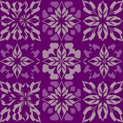 Geometric floral Pattern: a symmetrical illustration in shades of violet