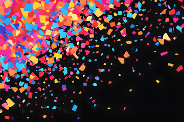 Colorful Confetti Falling Darkly