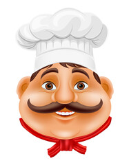 chef man preparing dishes and food in the kitchen vector illustration isolated on white background