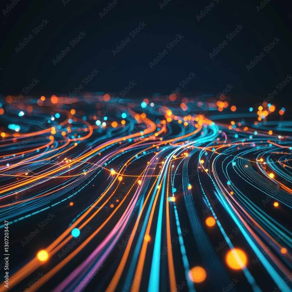 Poster futuristic coding solutions visualized in glowing detail.