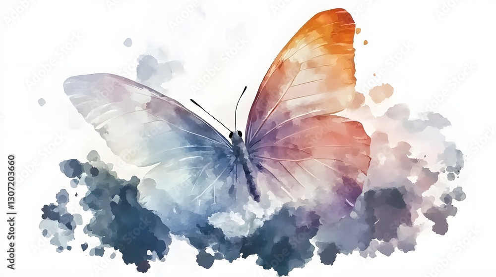 Poster mesmerizing watercolor butterfly with fluid gradient wings in a dreamy enchanting and style the vibr