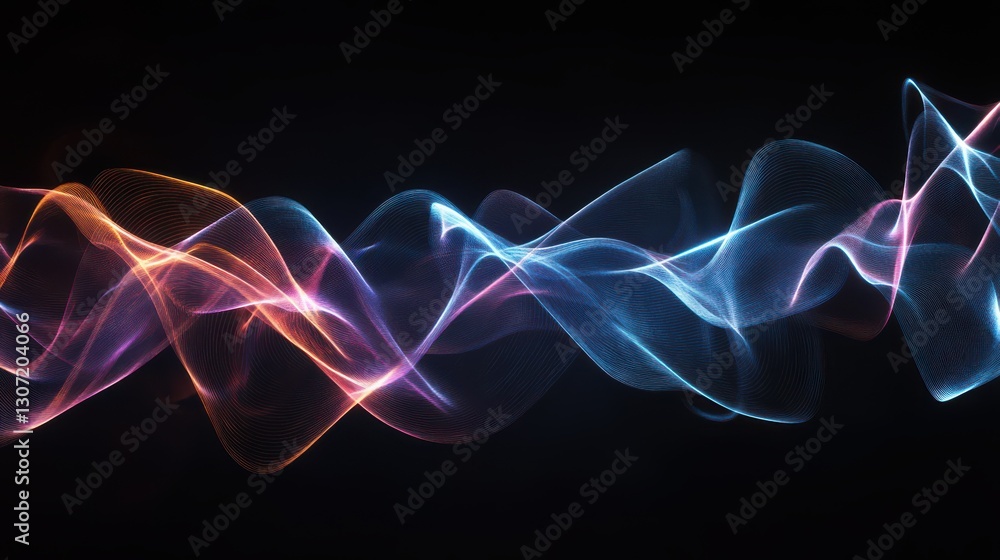 Poster chromatic symphony: a mesmerizing abstract composition of undulating, ethereal waves in vibrant hues