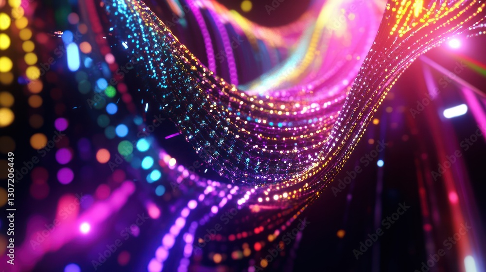 Aufkleber vibrant abstract wave of colorful lights flowing in a digital space with a dark background