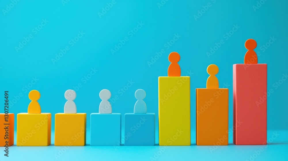 Poster growth and development concept with figures and blocks.