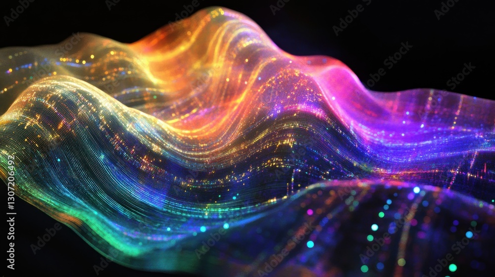 Aufkleber vibrant abstract wave of colorful lights and patterns flowing against a dark background