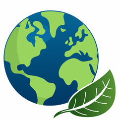 Earth Gradient With Leaf vector  illustration