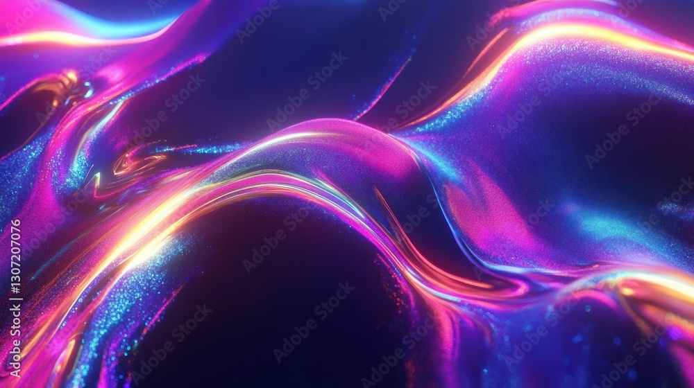 Poster vibrant abstract waves of color flowing seamlessly with a glossy texture in a digital landscape