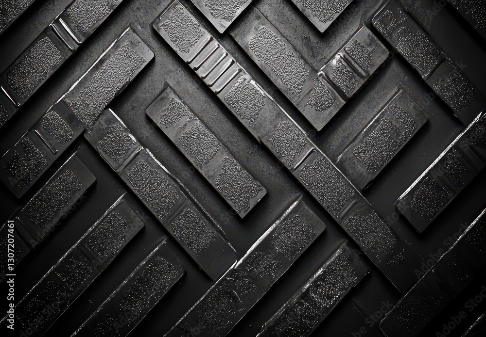 Poster abstract dark surface with geometric patterns and textures, showcasing irregular shapes and a dramat