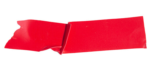 Red adhesive torn tape isolated on transparent background