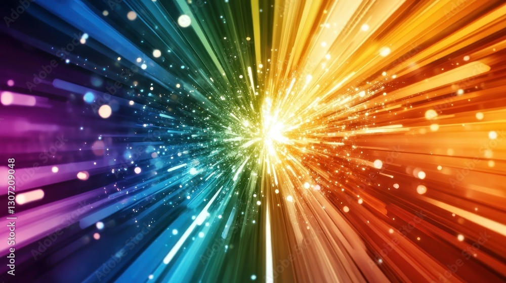 Poster vibrant explosion of colors radiating from the center, creating a dynamic visual effect