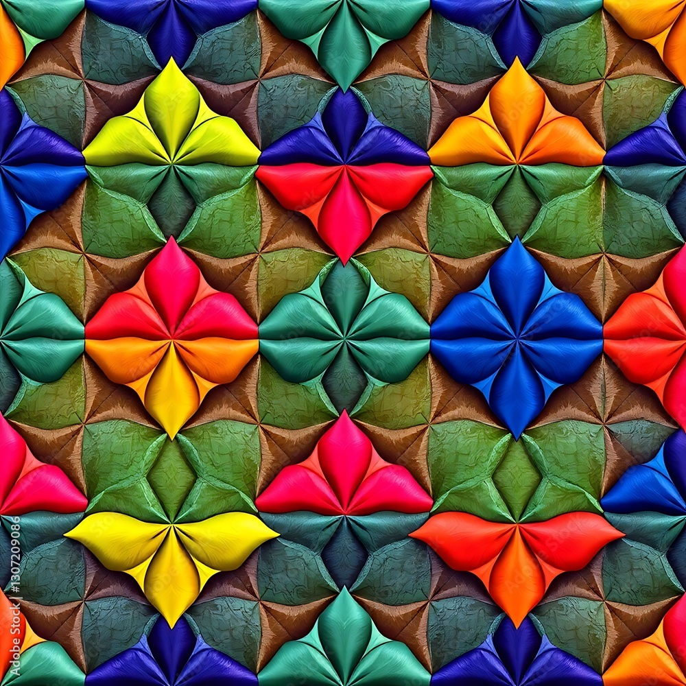 Poster vibrant textile pattern: an eye-catching seamless pattern of a geometric design with raised and embo