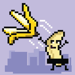 banana, pixel art, freedom, peeled banana, pixel art