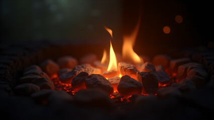 Cozy Fire Pit Ambiance with Warm Fire Flames