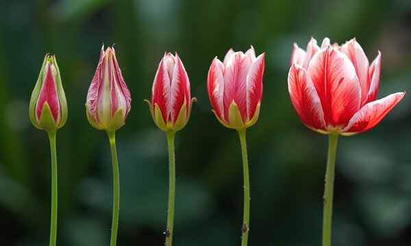 Time-lapse sequence of flower bud opening from tight bud to full bloom