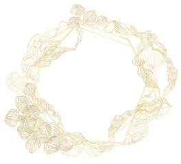 Golden abstract frame with wavy ornaments