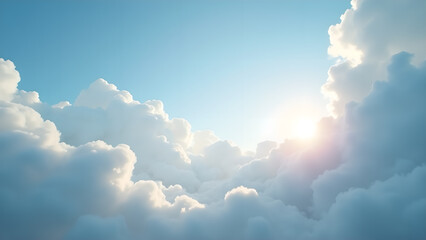 Majestic Sky View with Bright Sun and Clouds