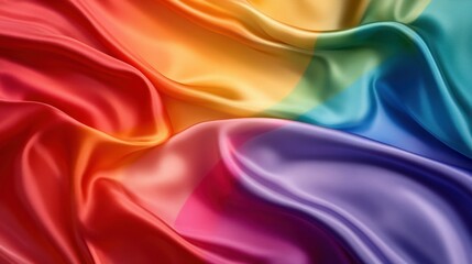 Obraz premium Vibrant rainbow fabric flowing gracefully, symbolizing diversity and inclusion in a colorful setting